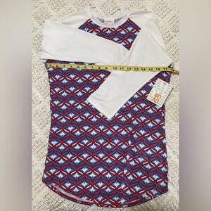 LuLaRoe Randy Raglan Baseball Tee XS Vintage NWT 4th of July Red White Blue